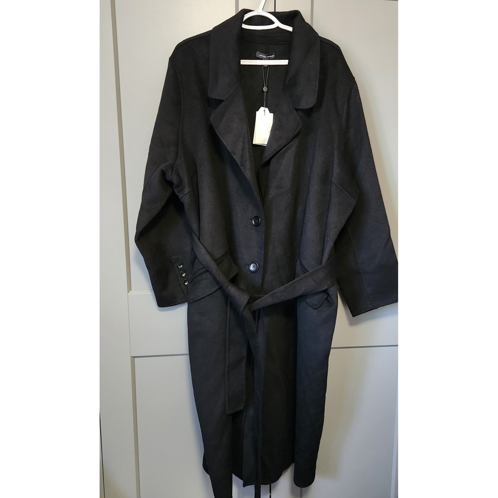 New Universal Standard Belted Wool Blend Double Face Long Coat Bowl Large L